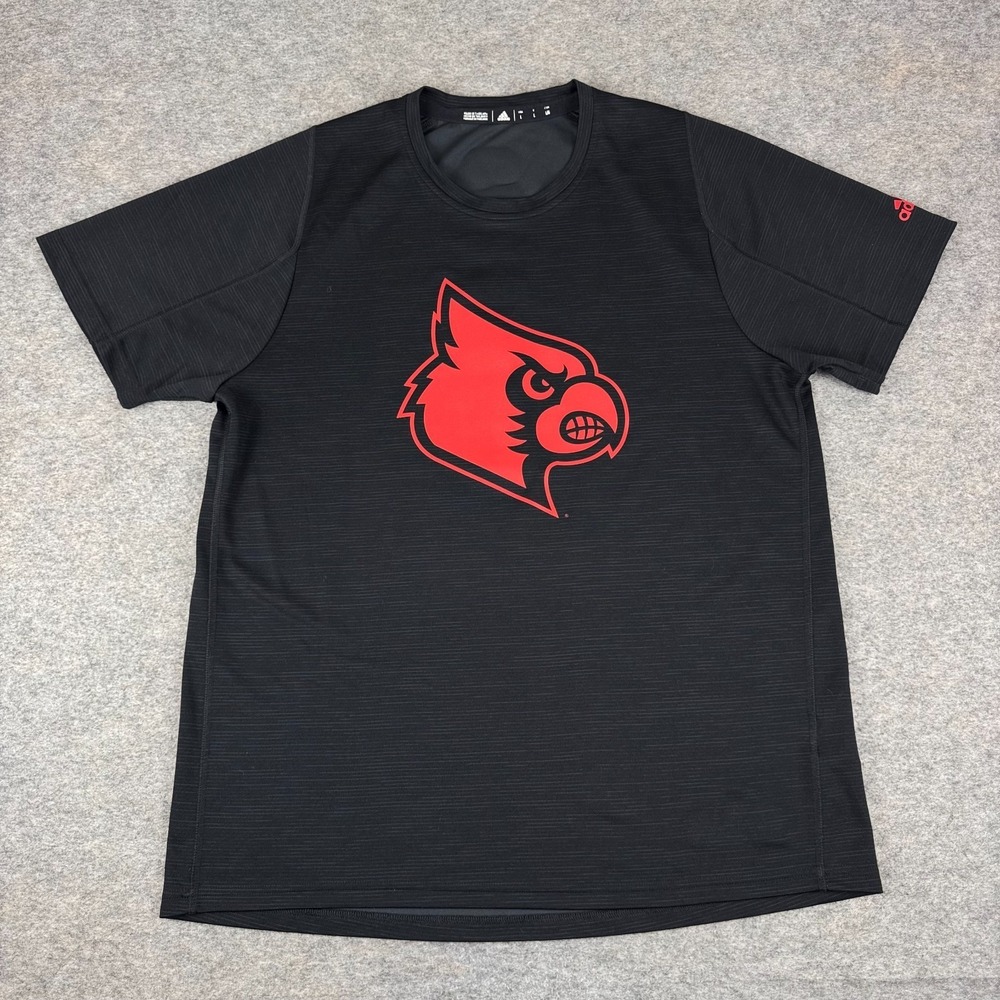 Adidas University Of Louisville Cardinals T-Shirt Polyester Black Mens Large L